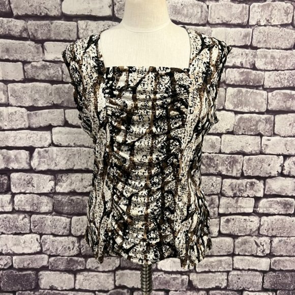 Style & Co Brown, Black & Ivory Sleeveless Blouse Size Large - Picture 1 of 10
